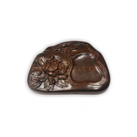 富贵花开中国文化礼品虢州澄泥砚天然紫泥精工制作高档砚台